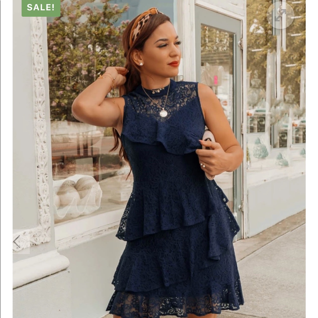 Blue Lace Dress - Divine Avenue Australia
